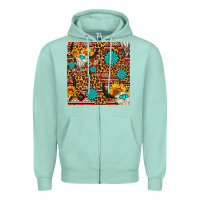 Seafoam western aztec bull skull seamless pattern Zipper Hoodie - FaDigitalArtStudio