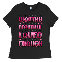 Black you are worthy you are beautiful Ladies Tee - MaliasSmallBusiness