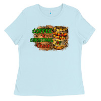 Baby Blue coffee and christmas cheer Ladies Tee - RanaPortraitStore