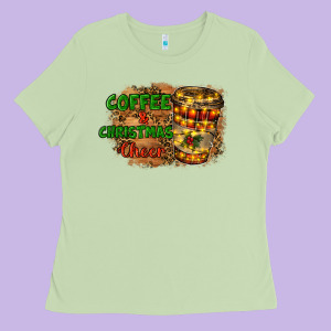 Coffee And Christmas Cheer Ladies Tee Designed By Ranaportraitstore
