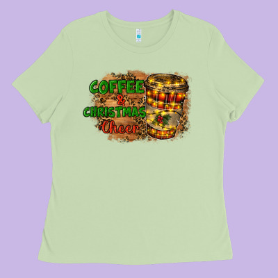 Coffee And Christmas Cheer Ladies Tee Designed By Ranaportraitstore