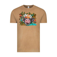 Baby Pig With Floral And Western Background Vintage Tee | Teevron