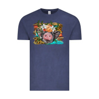 Vintage Denim baby pig with floral and western background Vintage Tee - BarkalooDesign