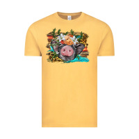 Vintage Mustard baby pig with floral and western background Vintage Tee - BarkalooDesign