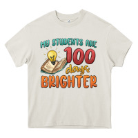 Cream my students 100 days brighter Heavy Core Tee - MaliasSmallBusiness
