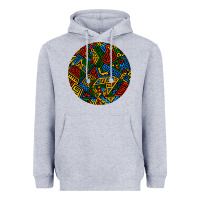 Heather Grey african fabric pattern round earrings 3 Heavyweight Hoodie - BundleAndBundleShop