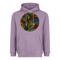 Lavender african fabric pattern round earrings 3 Heavyweight Hoodie - BundleAndBundleShop
