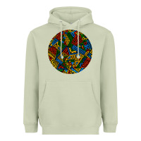 Matcha african fabric pattern round earrings 3 Heavyweight Hoodie - BundleAndBundleShop