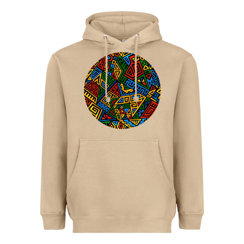 African Fabric Pattern Round Earrings 3 Heavyweight Hoodie by BundleAndBundleShop | Teevron