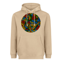 Mushroom african fabric pattern round earrings 3 Heavyweight Hoodie - BundleAndBundleShop