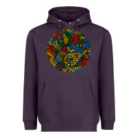 Plum african fabric pattern round earrings 3 Heavyweight Hoodie - BundleAndBundleShop