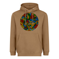 Toasted Coconut african fabric pattern round earrings 3 Heavyweight Hoodie - BundleAndBundleShop