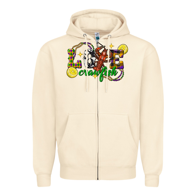 Mardi Gras Love Crawfish Zipper Hoodie by FaDigitalArtStudio | Teevron