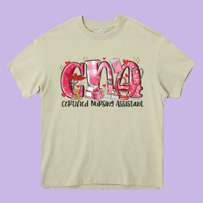 Cna Certified Valentine Nursing Assistant Valentin Heavy Core Tee Designed By Maliassmallbusiness