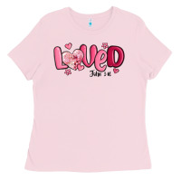 Bubblegum Pink valentine's day loved john 3 16 Ladies Tee - MaliasSmallBusiness