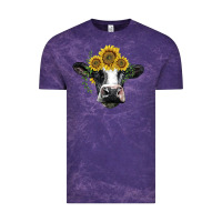 Cloud Purple holstein cow with sunflower Vintage Tee - BarkalooDesign