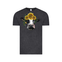 Vintage Black holstein cow with sunflower Vintage Tee - BarkalooDesign