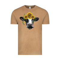 Vintage Camel holstein cow with sunflower Vintage Tee - BarkalooDesign