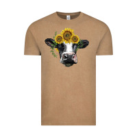 Vintage Coffee holstein cow with sunflower Vintage Tee - BarkalooDesign