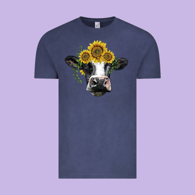 Holstein Cow With Sunflower Vintage Tee Designed By Barkaloodesign