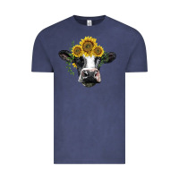 Vintage Denim holstein cow with sunflower Vintage Tee - BarkalooDesign