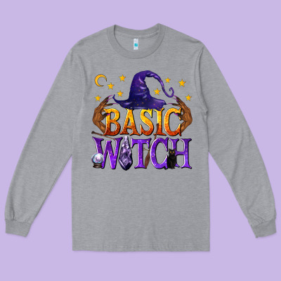 Basic Witch Long Sleeve Tee Designed By Texasbilliewilder