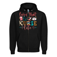 Black Livin' That Nurse Life Zipper Hoodie - FaDigitalArtStudio