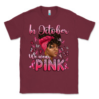 Burgundy in october we wear pink with afro woman Classic Tee - Artiststas