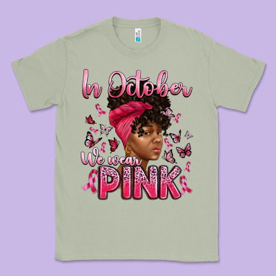 In October We Wear Pink With Afro Woman Classic Tee Designed By Artiststas