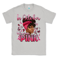 Moon Dust in october we wear pink with afro woman Classic Tee - Artiststas