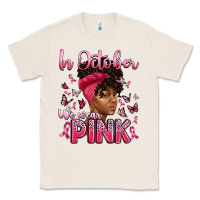 Natural in october we wear pink with afro woman Classic Tee - Artiststas