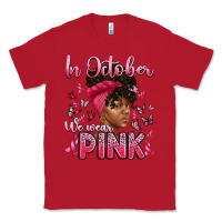 Red in october we wear pink with afro woman Classic Tee - Artiststas