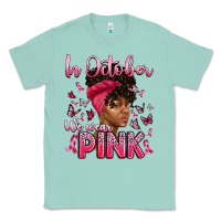 Seafoam in october we wear pink with afro woman Classic Tee - Artiststas