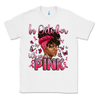 White in october we wear pink with afro woman Classic Tee - Artiststas