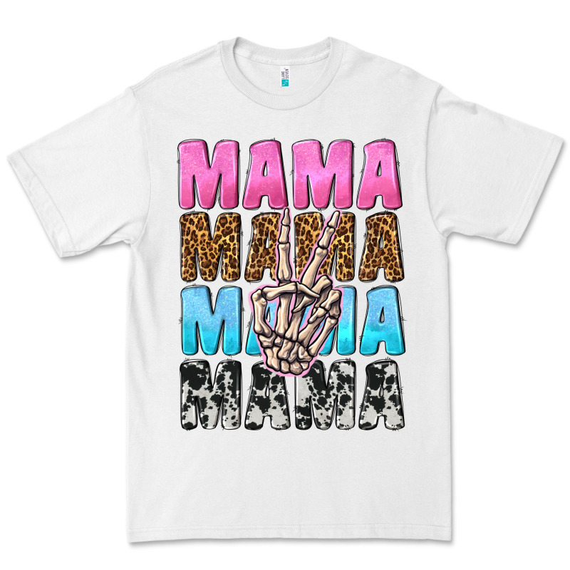 Mama Skeleton Peace Leopard Pattern Premium Tee by NancyCooperArtShop | Teevron