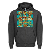 Charcoal Heather western aztec leopard glitter seamless pattern Zipper Hoodie - FaDigitalArtStudio