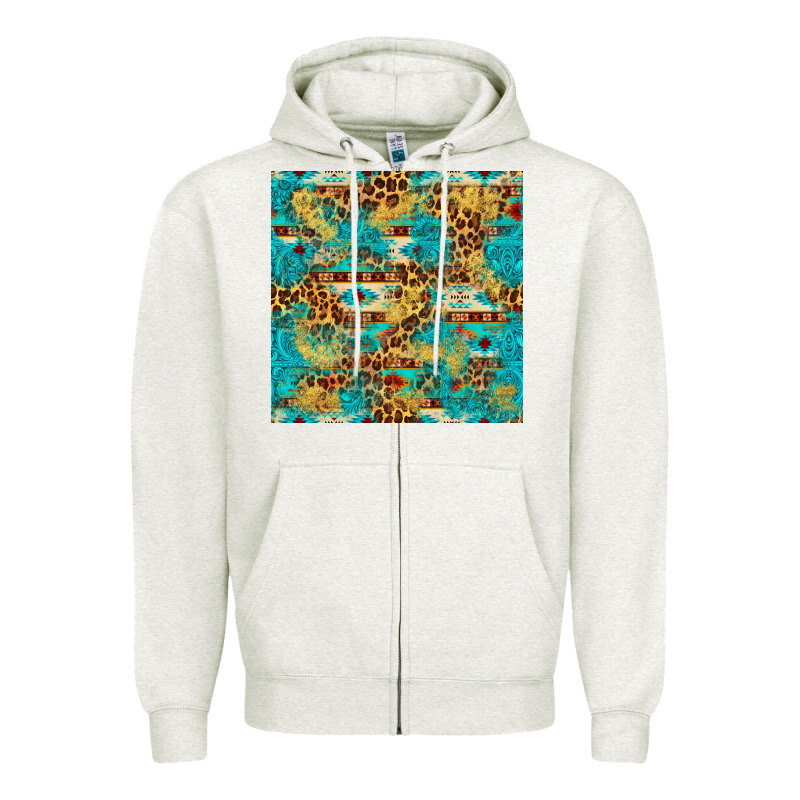 Western Aztec Leopard Glitter Seamless Pattern Zipper Hoodie by FaDigitalArtStudio | Teevron