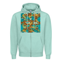 Seafoam western aztec leopard glitter seamless pattern Zipper Hoodie - FaDigitalArtStudio