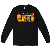 Black Thanksgiving Coffee Cups Long Sleeve Tee - texasbilliewilder