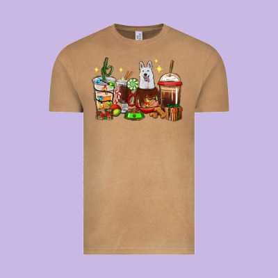 Christmas Coffee Cups With White Shepherd Vintage Tee Designed By Ranaportraitstore