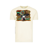 Vintage Arctic holstein cow with cap and leopard background Vintage Tee - BarkalooDesign