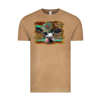 Vintage Camel holstein cow with cap and leopard background Vintage Tee - BarkalooDesign