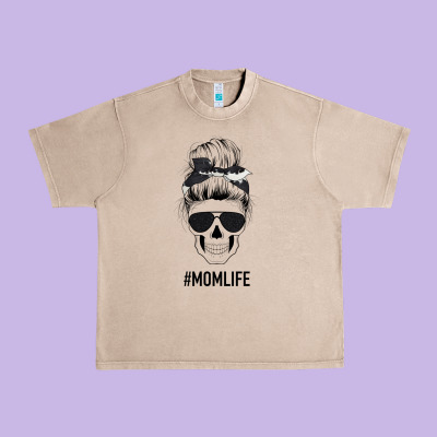 Black Glitter Cowhide Patterned Mom Skull Urban Heavy Tee Designed By Bettercallsaul
