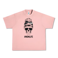 Salmon Black Glitter Cowhide Patterned Mom Skull Urban Heavy Tee - Bettercallsaul