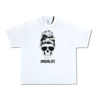 White Black Glitter Cowhide Patterned Mom Skull Urban Heavy Tee - Bettercallsaul