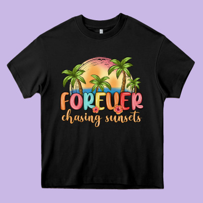 Forever Chasing Sunsets Heavy Core Tee Designed By Maliassmallbusiness