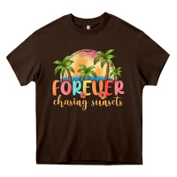 Chocolate Brown forever chasing sunsets Heavy Core Tee - MaliasSmallBusiness