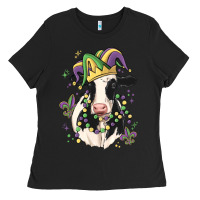 Black mardi gras cow Ladies Tee - MaliasSmallBusiness