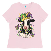 Bubblegum Pink mardi gras cow Ladies Tee - MaliasSmallBusiness
