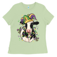 Matcha mardi gras cow Ladies Tee - MaliasSmallBusiness